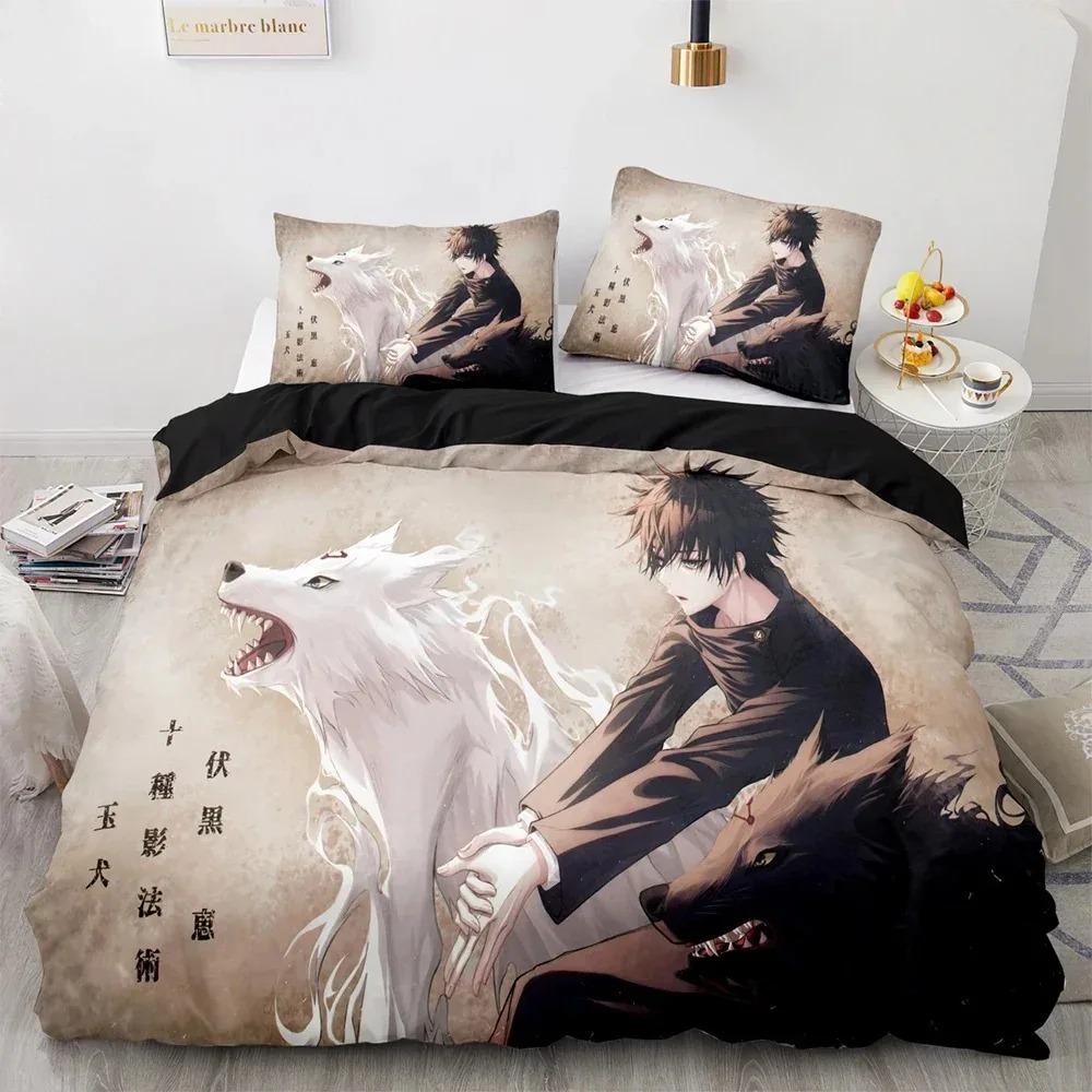 Anime Jujutsu Kaisen Satoru Gojo Bettwäsche-Set für Jungen und Mädchen, Twin Queen Size, Bettbezug, Kissenbezug, Bett, Kinder, Erwachsene, Heimtextilien 70x133cm 2pcs