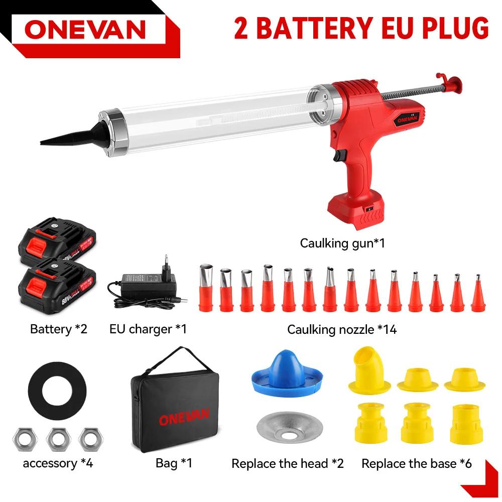 ONEVAN Akku-Elektro-Klebpistole Multifunktions-Elektro-Glas-Dichtpistole Klebstoff Dichtmittelwerkzeug Für 21V 18V Akku 2 Battery EU Plug