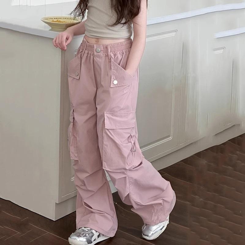 Mädchen Hosen Frühling Kinder Hip Hop Hosen Sommer kinder Streetwear Casual Hosen Herbst Mode Teen Große Größe Jogginghose 130 rosa