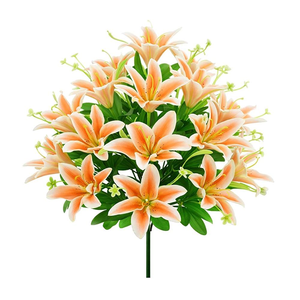 18 Köpfe Künstliche Lilien Blumengesteck DIY Blume Kunstblumen Mehrfarbig Realistische Simulationsblumen orange