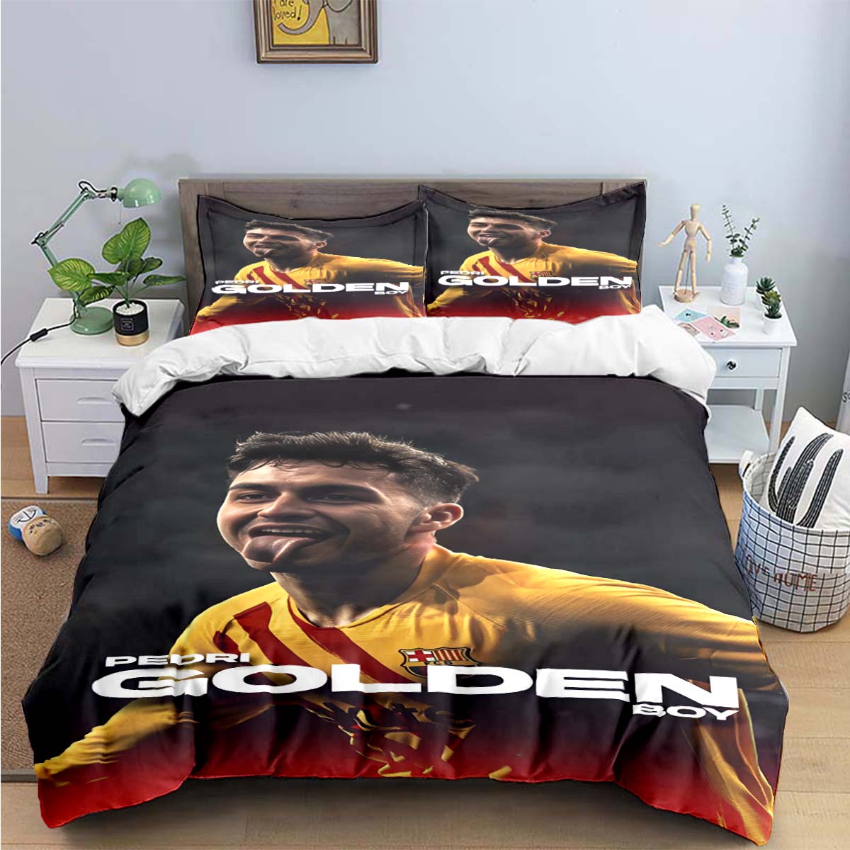 Spanien Mode Fußballstar P-Pedri Druck Bettwäsche Sets Bettwaren Set Bettdecke Set Teenager Mädchen Twin Einzel Kind Geschenk AU Double(180*210cm)3pcs