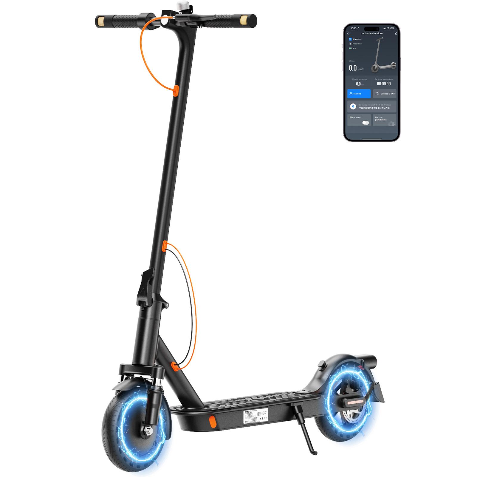 Elektroroller für Erwachsene, Reichweite 30-35 km, 8,5 Zoll Ultra Light Faltbarer E-Scooter, 350W Motor, 3 Geschwindigkeitsmodi, TODIMART T3 für Erwachsene und Jugendliche, Smart App T6S-Turn signal & shock absorber