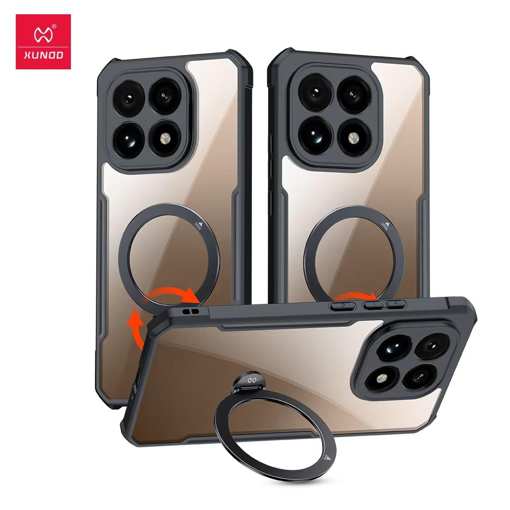 XUNDD Für Xiaomi 15T Pro Hülle Xiaomi 15T Hülle Airbag Stoßfeste Schutzhüllen Transparente Hülle mit drehbarem magnetischem Halter For Xiaomi 15T schwarz