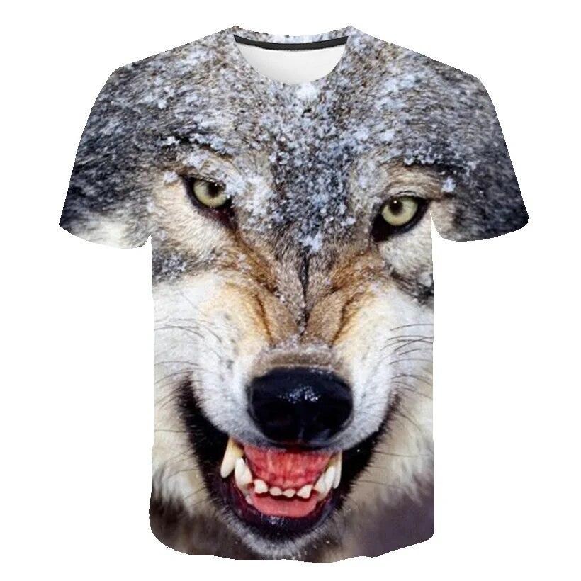 Tier Wolf Sommer Männer T-shirt 3D Kurzarm Freizeit Tier Wolf T-shirt Mode Gedruckt T-shirt Mode M gray