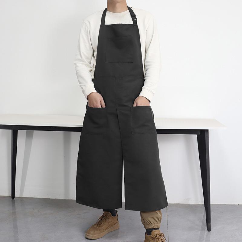 Professionelle Schürze mit geteiltem Bein, Wasserabweisende Kochschürze für Barista, Bequeme Arbeitskleidung mit Taschen für Catering-Tasche OneSize schwarz