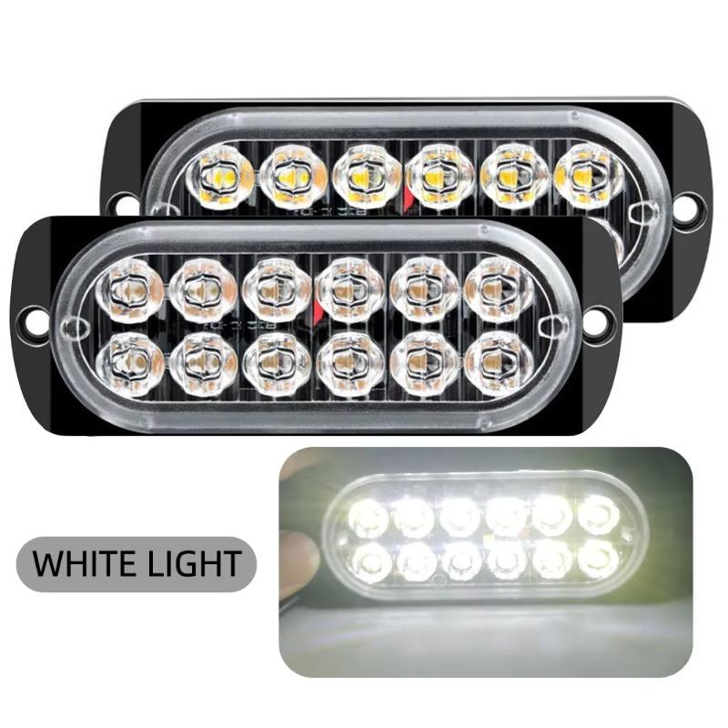 12LED Auto Warnleuchte Pannen Notlicht Auto LKW Anhänger Rundumleuchte LED Seitenlicht Bernstein 12V Für Autozubehör LKW ATV Motor 2Pcs weiß
