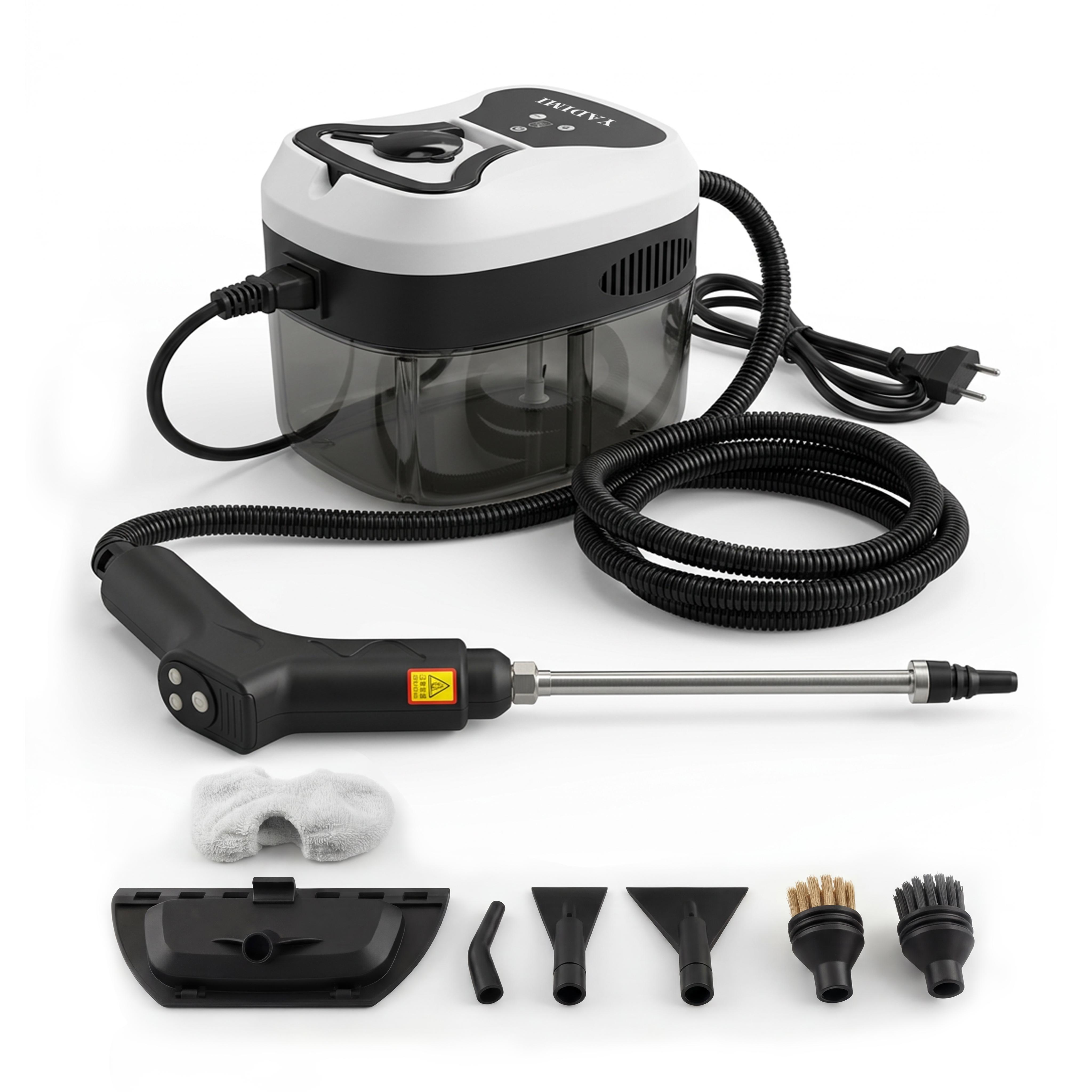 2500W Handdampfreiniger mit 4,5 bar Druck – 1200 ml Wassertank, 6 einstellbare Stufen für Autos, Klimaanlagen, Böden und Küchen weiß