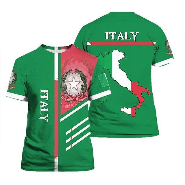 Italien Flagge 3D Druck T Shirt Mann Sommer Oansatz Kurzarm Übergroßen Top Casual Tee Lose Streetwear Harajaku 5XL