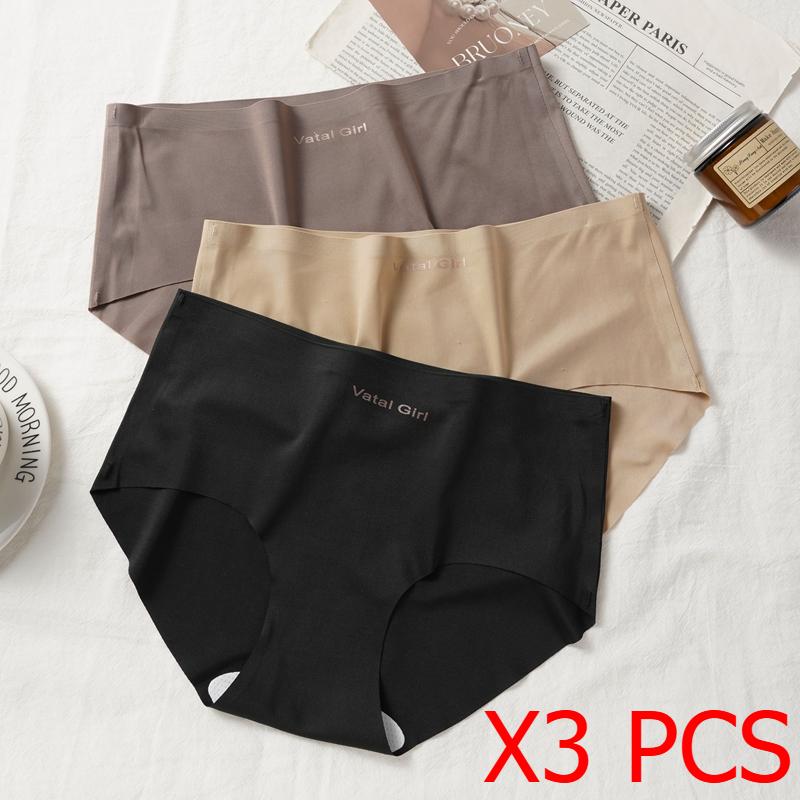 Damenunterwäsche Höschen Baumwolle Schritt Mittelhoher nahtloser Ice Silk Unterwäsche Slip M