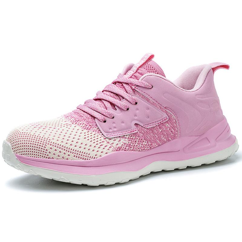 Atmungsaktive Arbeitsschuhe Damen Herren Sicherheitsschuhe Leichte Anti-Smash Rosa Arbeitsschuhe Damen Schutzschuhe mit Stahlkappe Damen 37