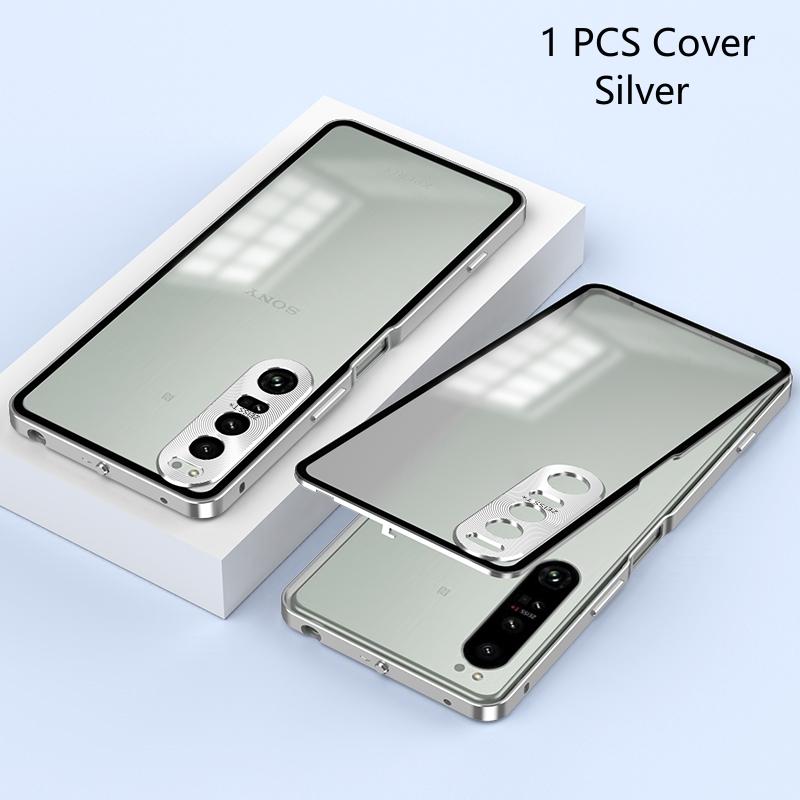 Stoßfeste Telefonhülle für Sony Xperia 1 IV, Metallrahmen aus Aluminiumlegierung + Acryl-Rückseitenabdeckungsstoßstange für Sony Xperia 1 V 1VI For Sony Xperia 1 IV silber