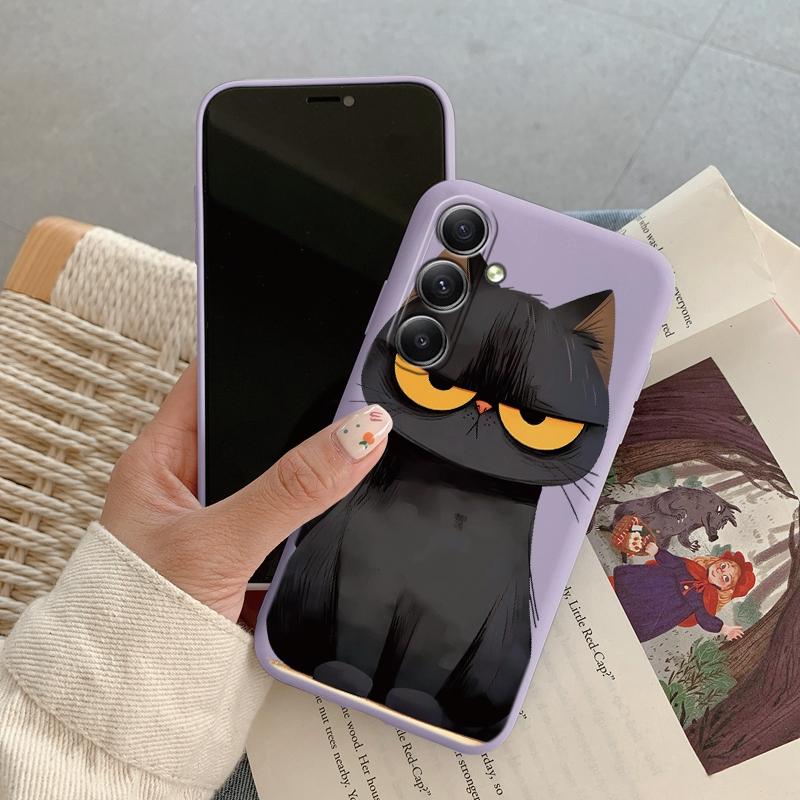 Fashion Cat Case für iPhone Samsung A55 S24 S25 A06 Xiaomi Redmi Note 13 Pro 14C Huawei Honor Realme Stoßfeste Handy-Stoßstange Anti-Kratz-Matt-Abdeckung Huawei P30 Lite