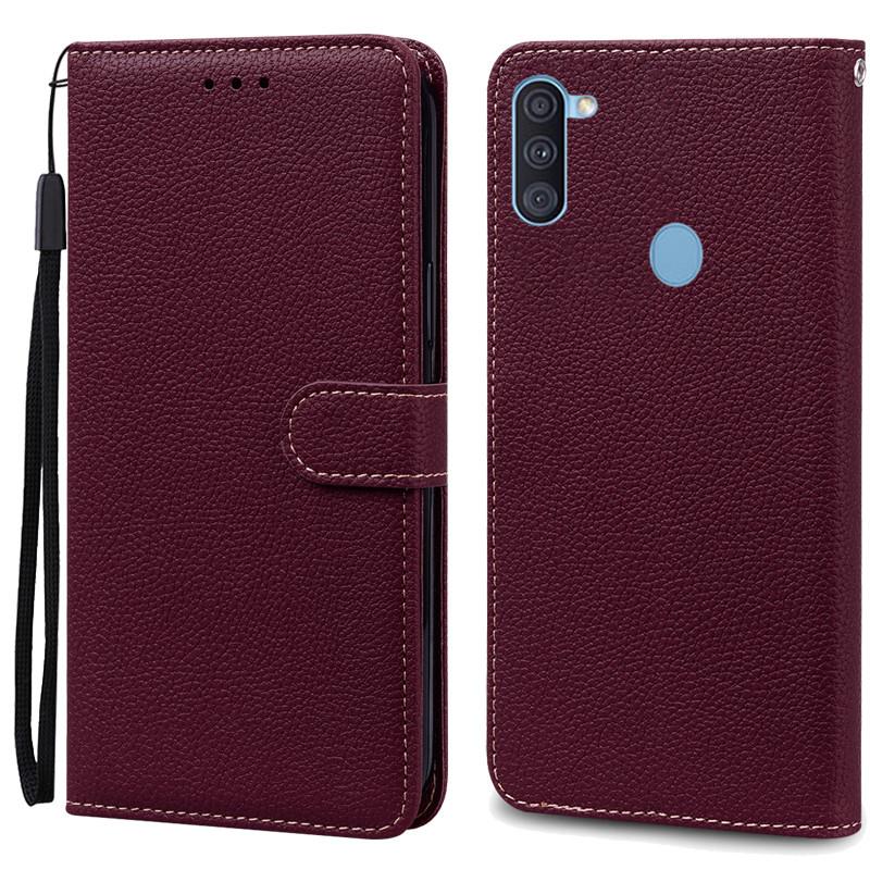 A11 M11 Hülle Für Samsung Galaxy A11 Hülle Galaxy M11 Flip Leder Brieftasche Hülle Für Samsung A11 Hülle Coque Fundas Bumper Shell For Samsung A11 wein rot