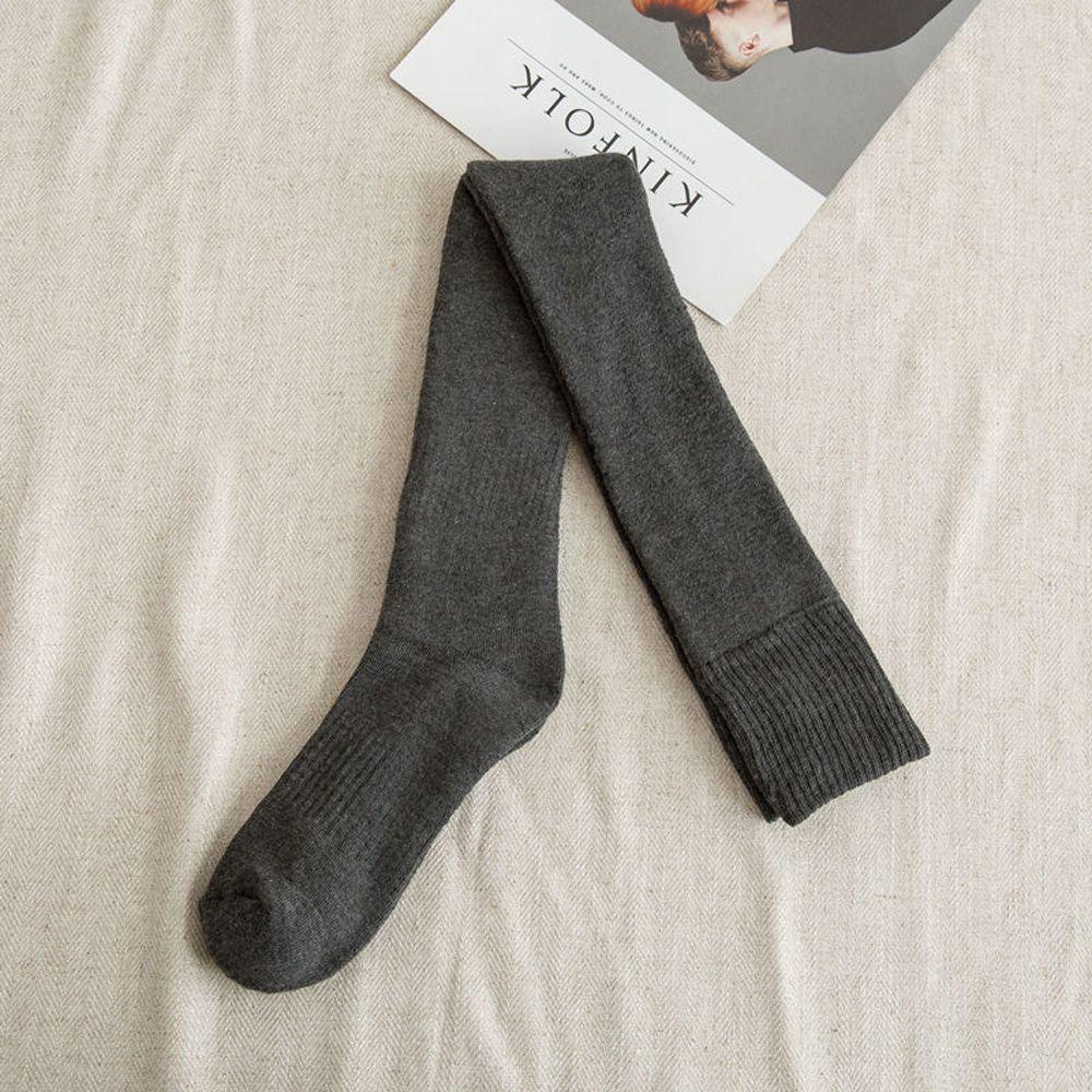 Wolle Baumwolle Winter Für Mädchen JK Strümpfe Über Knie Hohe Socken Frauen Lange Strümpfe Einfarbig dunkelgrau