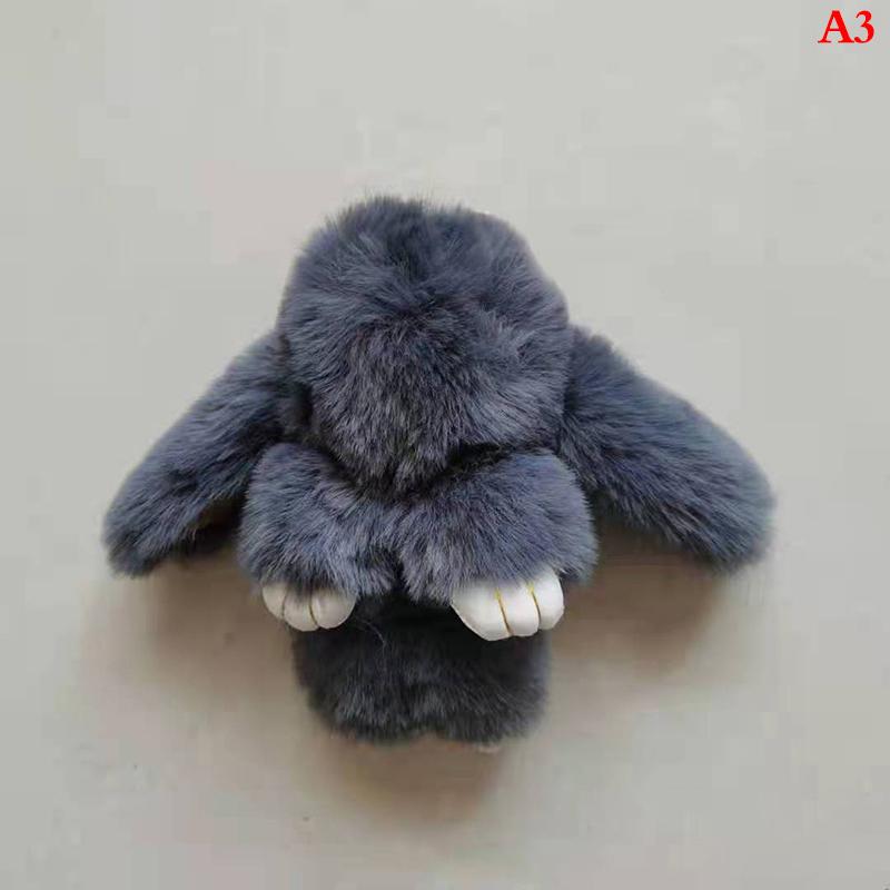 Kaninchen Schlüsselanhänger Ring Flauschiger Echter Pelz Pompon Hase Anhänger Schlüsselanhänger Anhänger Niedlicher Schlüsselring An Tasche Autoschlüssel Anhänger dunkelgraue