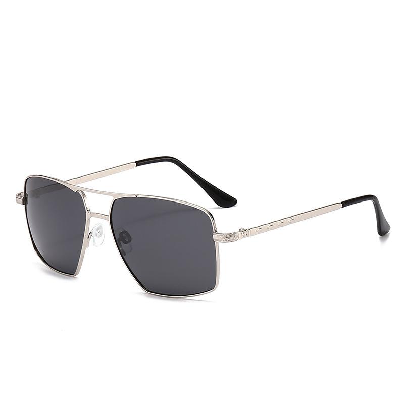 Polarisierte Sonnenbrille für Herren im Vintage-Design, klassische Angelbrille, Metallrahmen, UV400, schwarze Autofahrer-Sonnenbrille silber