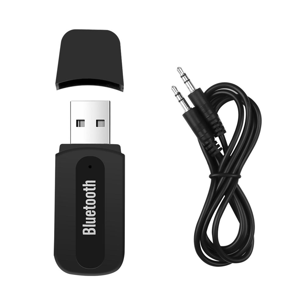 USB-Bluetooth-Empfänger, kabelloser Audio-Adapter, 3,5 mm Klinke, AUX, A2DP, Car Kit, Musik-Receiver-Adapter für Autotelefon, Heim-DVD, PC-Lautsprecher schwarz