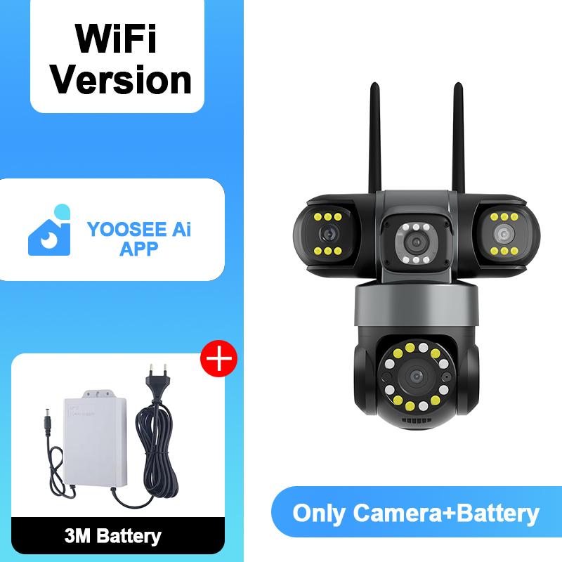 YOOSEE Ai APP Kamera Außen Wasserdicht HD 6MP WIFI IP CCTV Nachtsicht Zwei-Wege-Sprechanlage Intelligente Kamera PIR Handy-Tracking Drei-Linsen-Kamera Camera+Battery