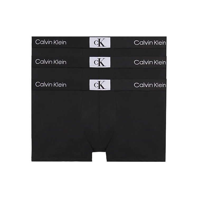 Calvin Klein SS23 Einfarbige Boxer-Shorts mit Buchstaben-Bund 3er-Pack Herren Unterwäsche Schwarz NB3528-UBI S
