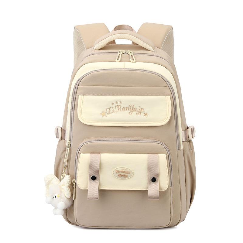 Neue Schulranzen mit mehreren Fächern Mode Frisch Grundschulmädchen Buchtasche Klasse 3 bis 6 Leichte atmungsaktive Rucksäcke für Schüler der Mittelstufe khaki