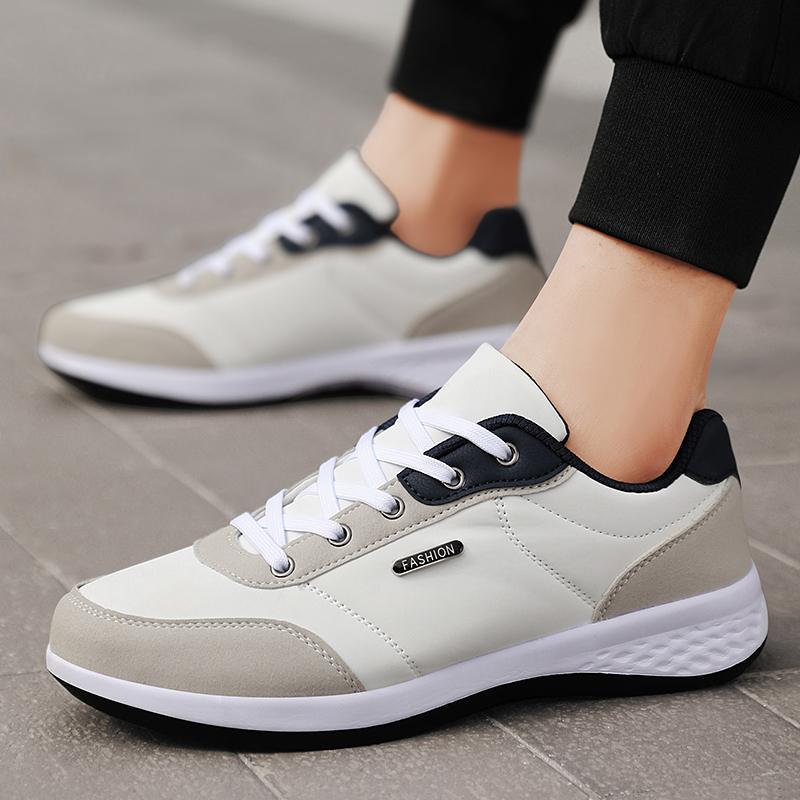 Herren PU Lederschuhe Sneaker Trend Freizeitschuhe Mode Atmungsaktiv Freizeit Herren Sneaker Rutschfestes Schuhwerk Herren Vulkanisierte Schuhe 41 white