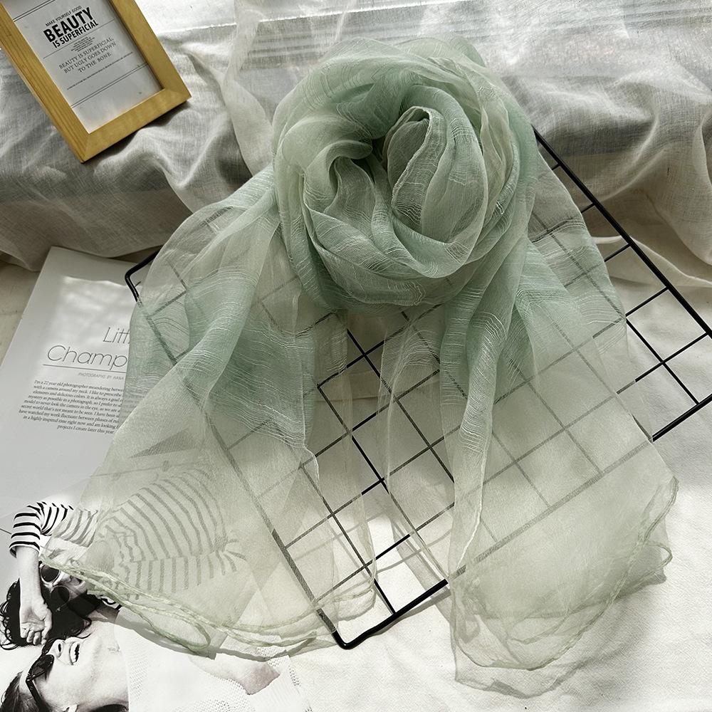 Dünnes Garn Blau Damen Hanf Maulbeerseide Schal Damen Herbst Vielseitig Elegant Literarisch Seide und Hanf Schal 200-75cm gray