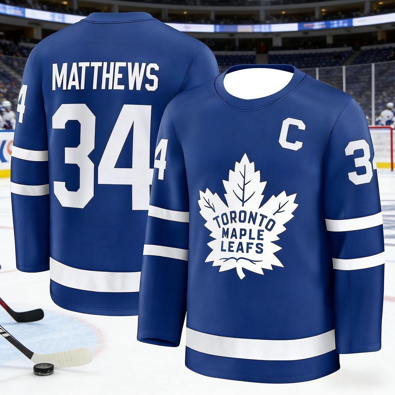2026 Neues Herren Toronto Eishockey Trainings-Trikot mit 3D-Druck, Atmungsaktiv, Feuchtigkeitsableitend, Langarm-T-Shirt Kinder 5XL