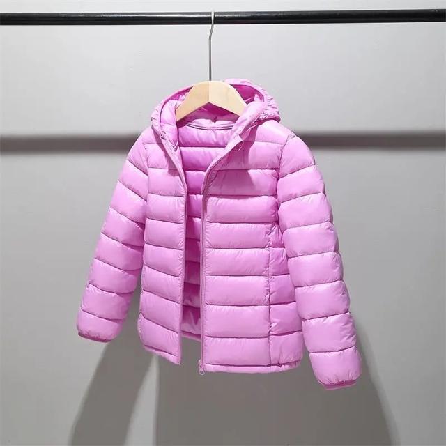 Kinder 2–12 Jahre alt, Daunen-Baumwolljacke, Kleidung für Jungen und Mädchen, mit Baumwolle gepolsterte Kleidung für Kinder, warme Daunenmäntel 8-9 violett