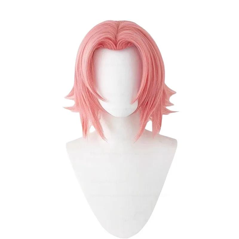 Anime Haruno Sakura Perücke Kurz Pink Hitzebeständig Mädchen Synthetisches Haar Rollenspiel Party Perücken as the picture-One Size