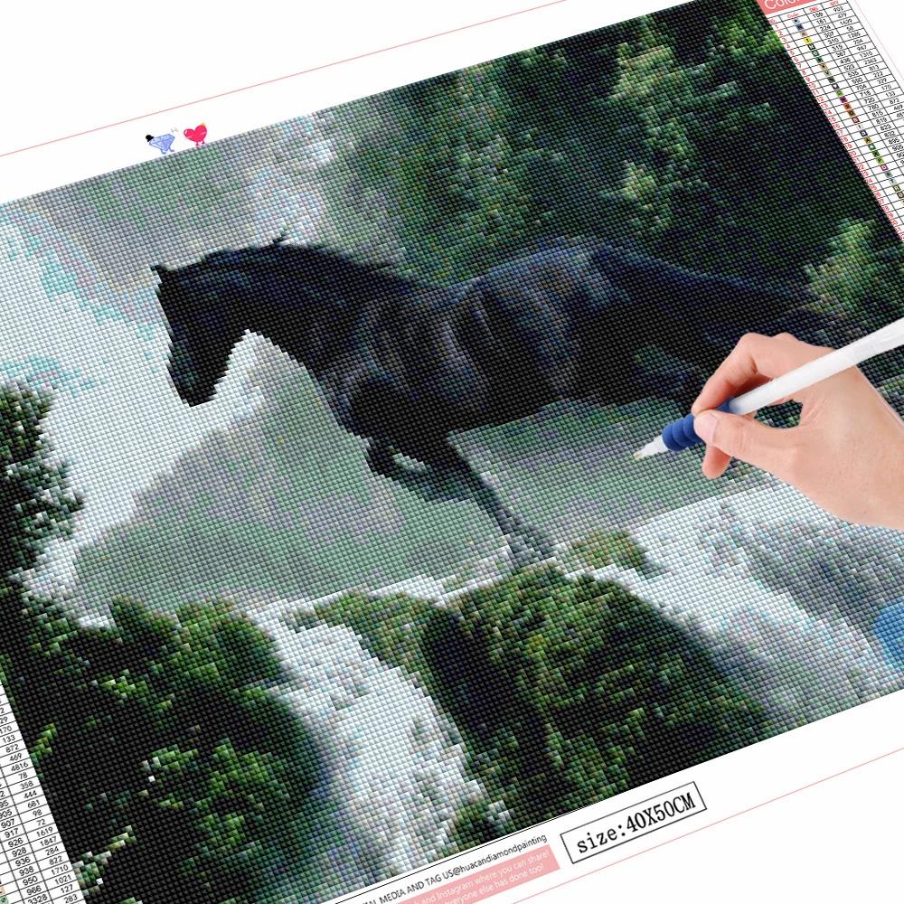 Diamant Stickerei Pferd voller Bohrer Handwerk Verkauf 3D Diamant Malerei Wasserfall Bild von Strass Dekor für Zuhause Full Square (20X30CM)