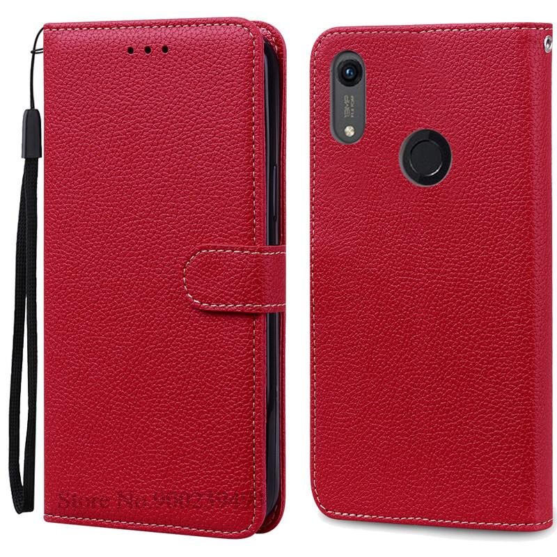 Für Huawei Y6 2019 Hülle Leder Flip Wallet Case Für Coque Huawei Y6 Prime 2019 MRD-LX1 Flip Case für Huawei Y6S Hülle Fundas Y6S 2019 2020 dunkelrote