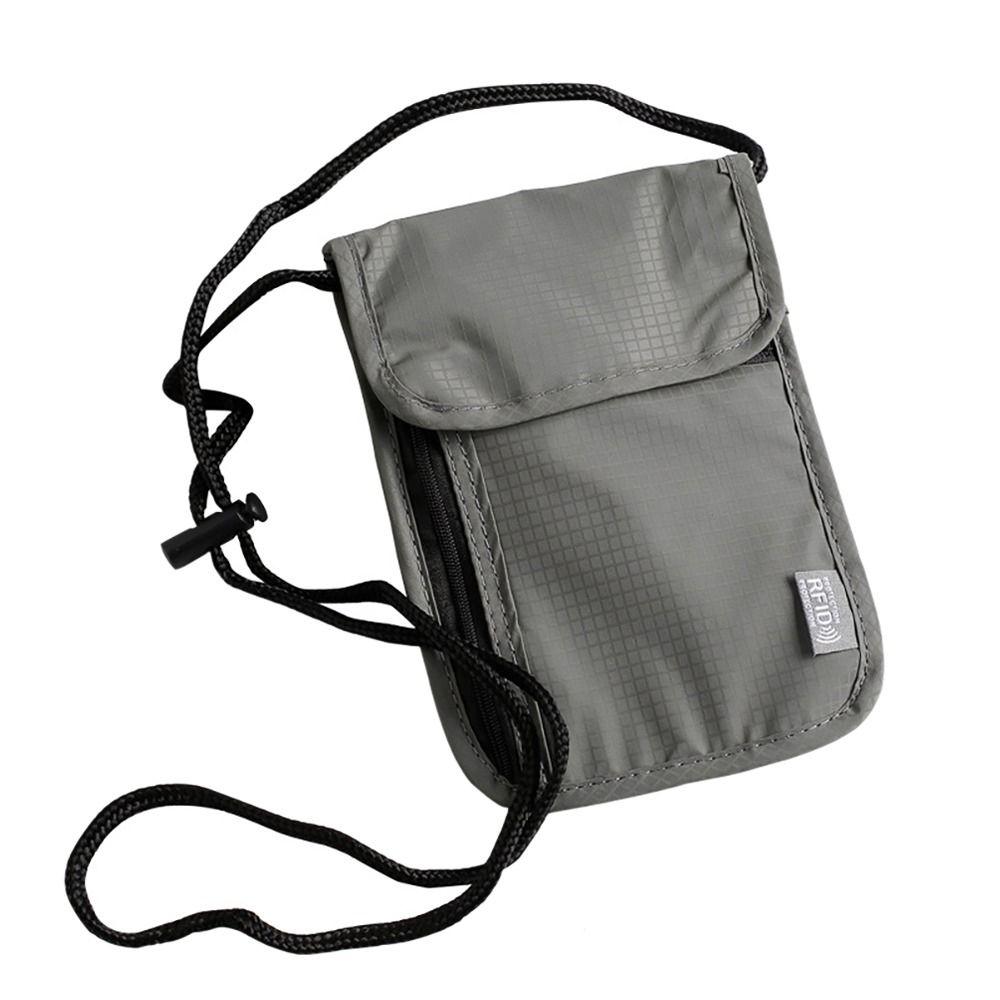 RFID Nylon Wasserdichte Aufbewahrungstasche Reisedokument Karten Pass Tasche Umhängetasche Gelddokument Karten Pass Etui Unisex gray