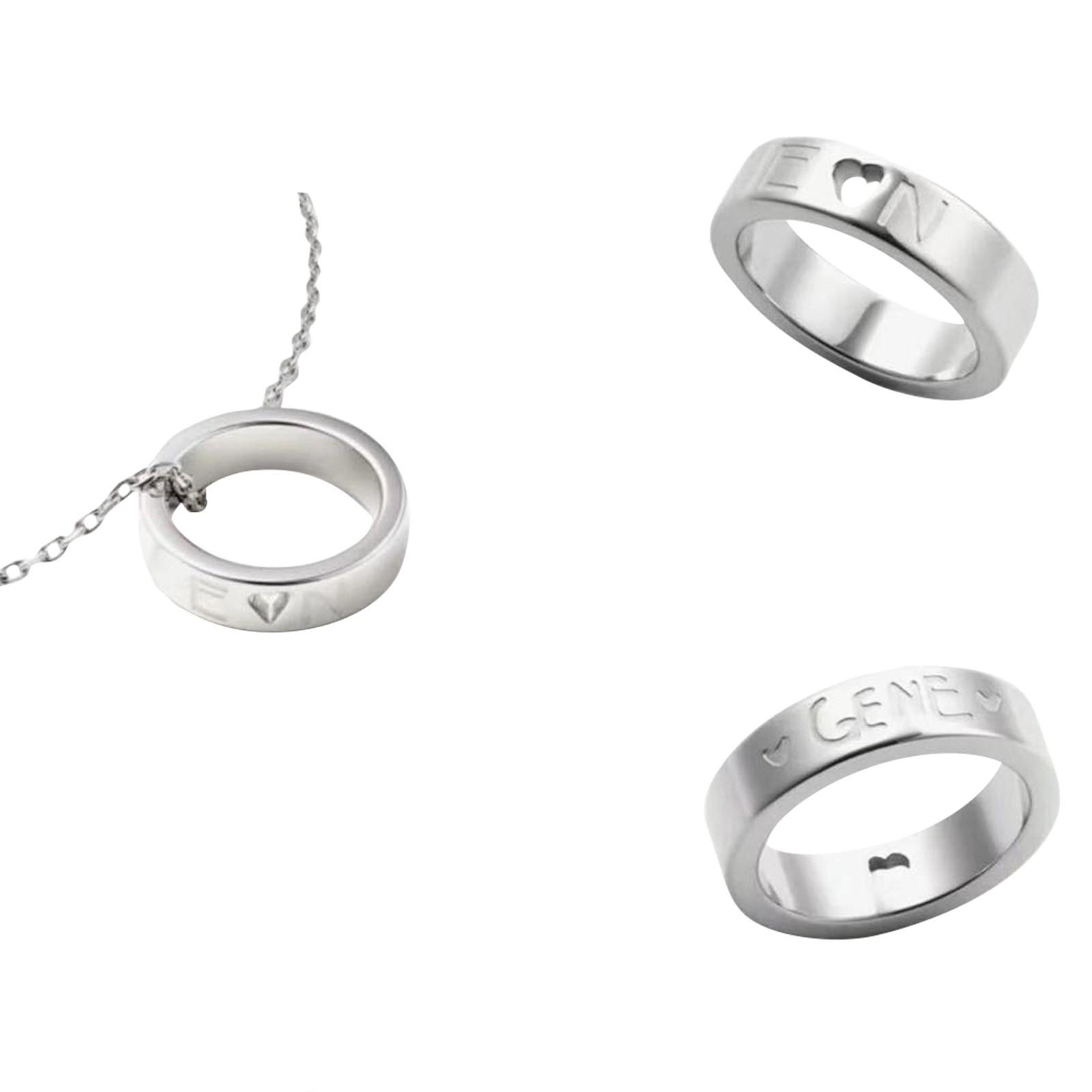 Kpop Idol ENHYPEN Ring Halskette, Ring Halskette Geschenk, Fan Geschenk, Geburtstagsgeschenk(Ring + Halskette) One Size white