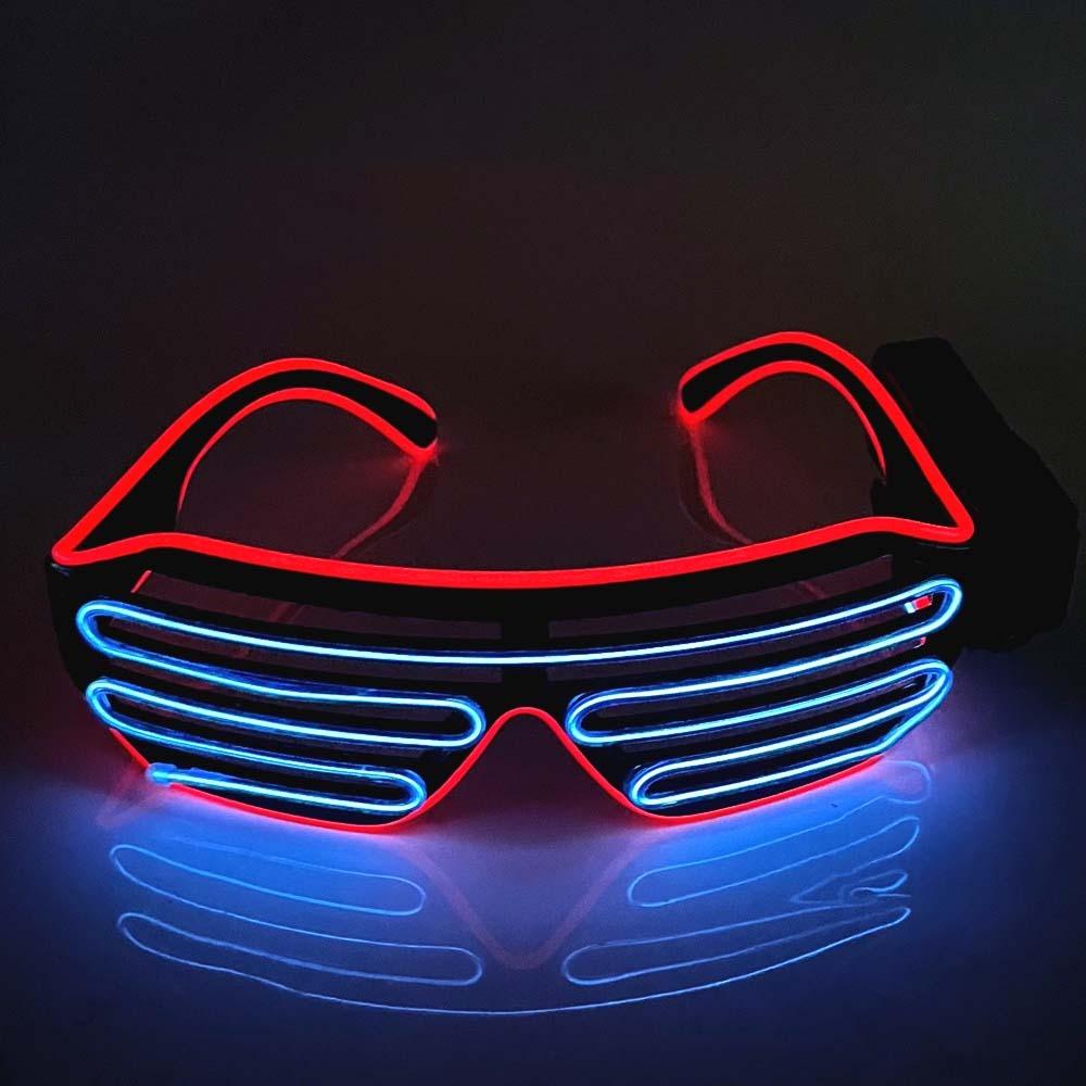 LED-Leuchtbrille mit zwei Farben, kabellose leuchtende Brille, fluoreszierende Brille, Festivalzubehör Style 1 black