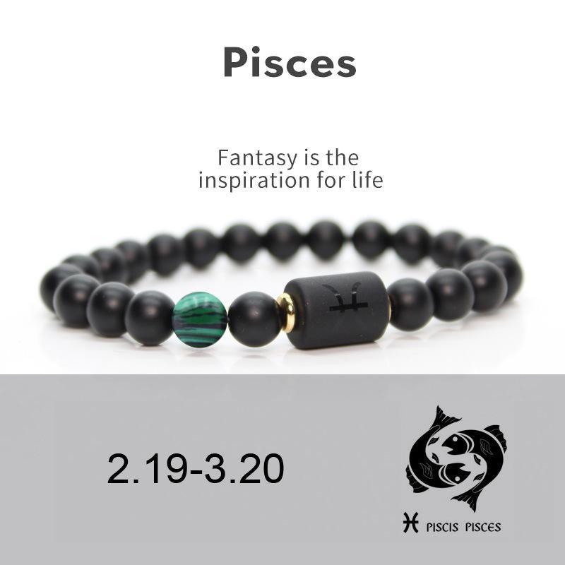 Männer Frauen 12 Konstellation Armband Elastisches Armband Handgewebte Einstellbare Natürliche Tigerauge Obsidian Armband Party Geschenk Schmuck pisces