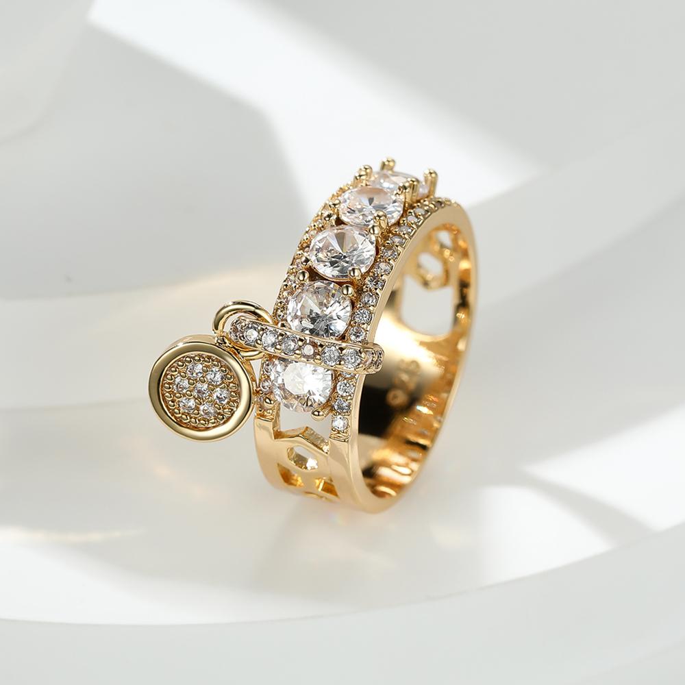 Vintage Royal Blau Kristall Ring für Frauen Luxus Gold Farbe Hochzeit Ringe Runde Anhänger Ring Engagement Schmuck Geschenke 7 gold