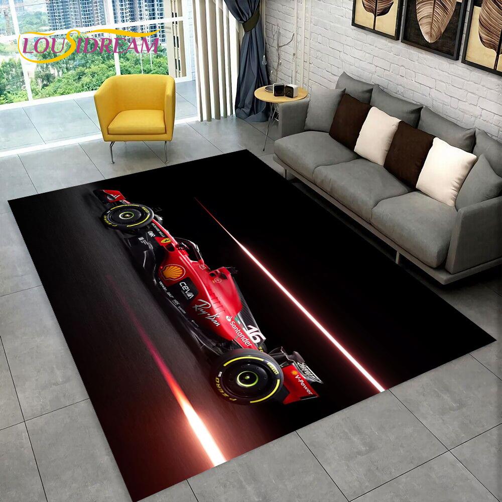 Rennfahrzeug Auto Rennfahrer Cartoon Teppich Teppich für Zuhause Wohnzimmer Schlafzimmer Sofa Fußmatte Dekoration, Kinder Spielbereich Teppich Rutschfeste Bodenmatte 80x120cm