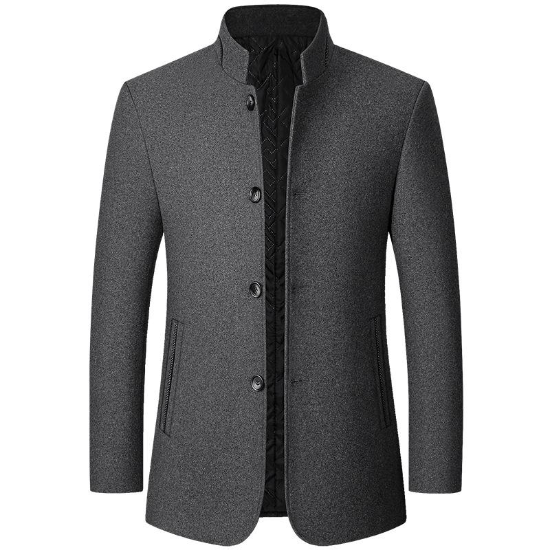 Herren Blazer aus Kaschmir, Anzüge, Jacken, Stehkragen, Business Casual, Anzüge, Mäntel, Slim Fit Blazer 4XL grau
