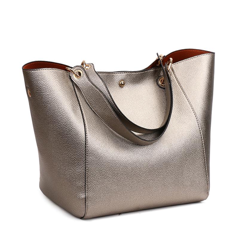 Damen Große Tragetasche PU-Leder Wasserdichte Handtaschen Umhängetasche Damen Top-Handle-Tasche für Arbeit Einkaufen bronze