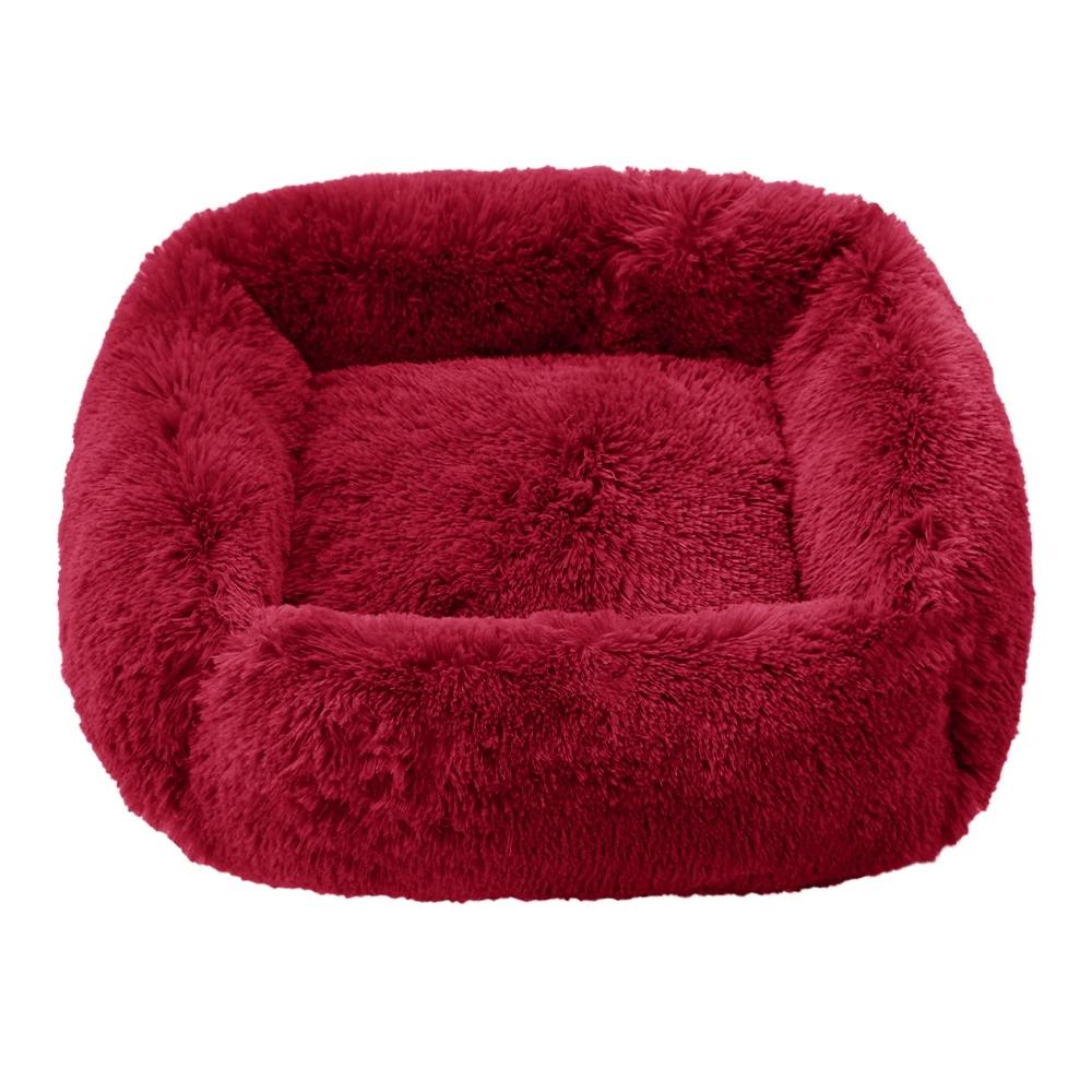 Hundebetten Neues superweiches quadratisches Hundebett Katzenbett Plüschbett in voller Größe Ruhiges Bett Bequemes Schlafartefakt Beruhigendes Hundebett S 45x35cm