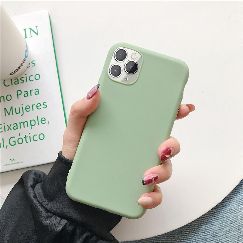 Einfarbige Silikonhülle für iPhone 12 i12 Mini IPHONE 11 i8 Plus 7 6 Softcover Candy Phone Cases für iPhone XS 11 Pro MAX XR X XS Max 12 Pro Max iPhone 12 Pro hellgrüne
