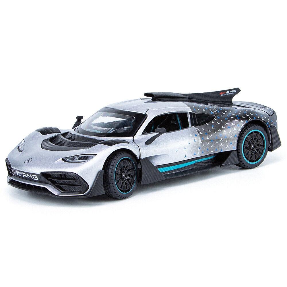 1/24 Mercedes Benz AMG ONE Diecast Modellauto Spielzeug Sound&Licht Sammlerstück Geschenk 1/24-Size:21*9*5.5cm silber