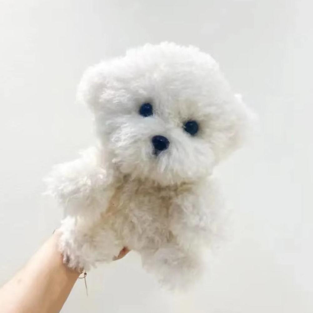 Süße Simulation lockiger Hund Bichon Hund Plüsch Spielzeug Kawaii echtes Leben Plüsch Spielzeug Mädchen Geburtstag Freundin Geschenk Zubehör