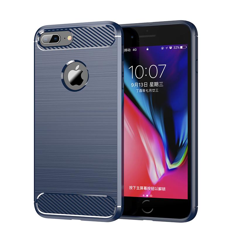Für iPhone 8 Plus Hülle Für Apple iPhone 7 8 Plus Hülle 5,5 Zoll Carbon Fiber Stoßfest Silikon Bumper Für iPhone 8 7 Plus For iPhone 8 Plus blau
