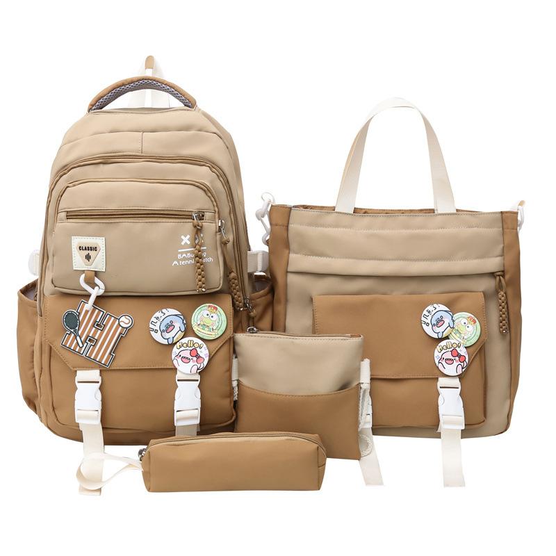 Neue Schultaschen für Schüler Modische und trendige Color-Blocking-Rucksäcke Mehrteiliges Set Große Kapazität Schultaschen für Grund- und Sekundarschule Set