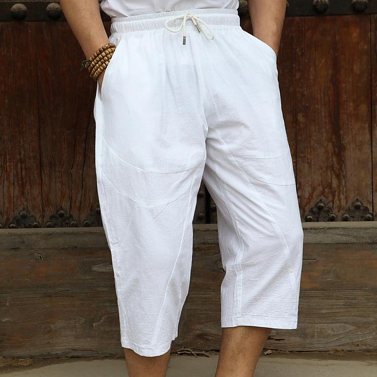 Hosen Große Größe Sommer Männer Baumwolle Hohe Große Größen Breite Bein Leinen Hose Übergroße Jogger Hosen Männlich Plus größe Lose Hosen Männer XXXXXL weiß