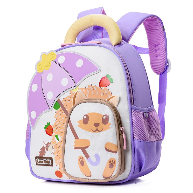 Kindergarten Schultasche Mädchen Baby Kleine Schultasche Große Klasse Kind Niedlicher Cartoon Kleiner Igel Kinderrucksack 33*27*11cm pink