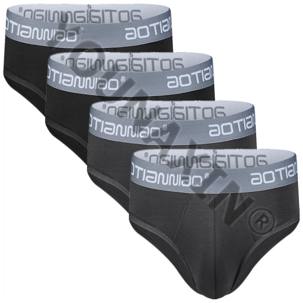 4 Stück große Slips für Herren, Unterwäsche, Unterhose, für Herren, große Schlüpfer, Unterhose, Modal-Unterwäsche, L, XL, 2XL, 3XL, 4XL, 5XL L schwarz/graue