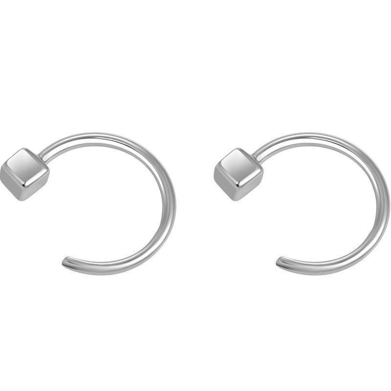 1 Paar minimalistische quadratische Ohrstecker aus Kupfer mit C-förmiger Ohrschnalle, Party-Ohrringe, Schmuck für Damen und Herren 1 pair