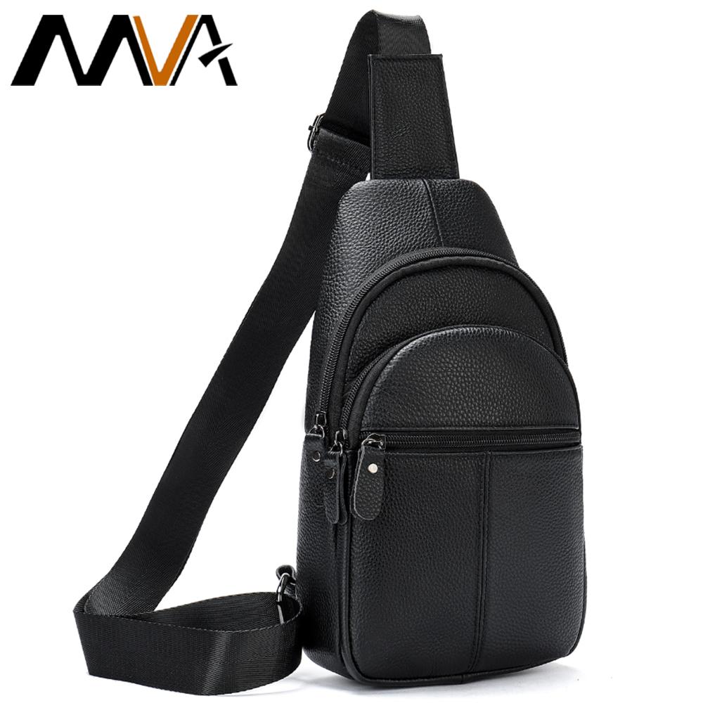 MVA Echtes Leder Männer Umhängetasche Männlichen Sling Tasche Schulter Tasche Retro Stil Reisetasche Mode Brust Tasche 9101 schwarz